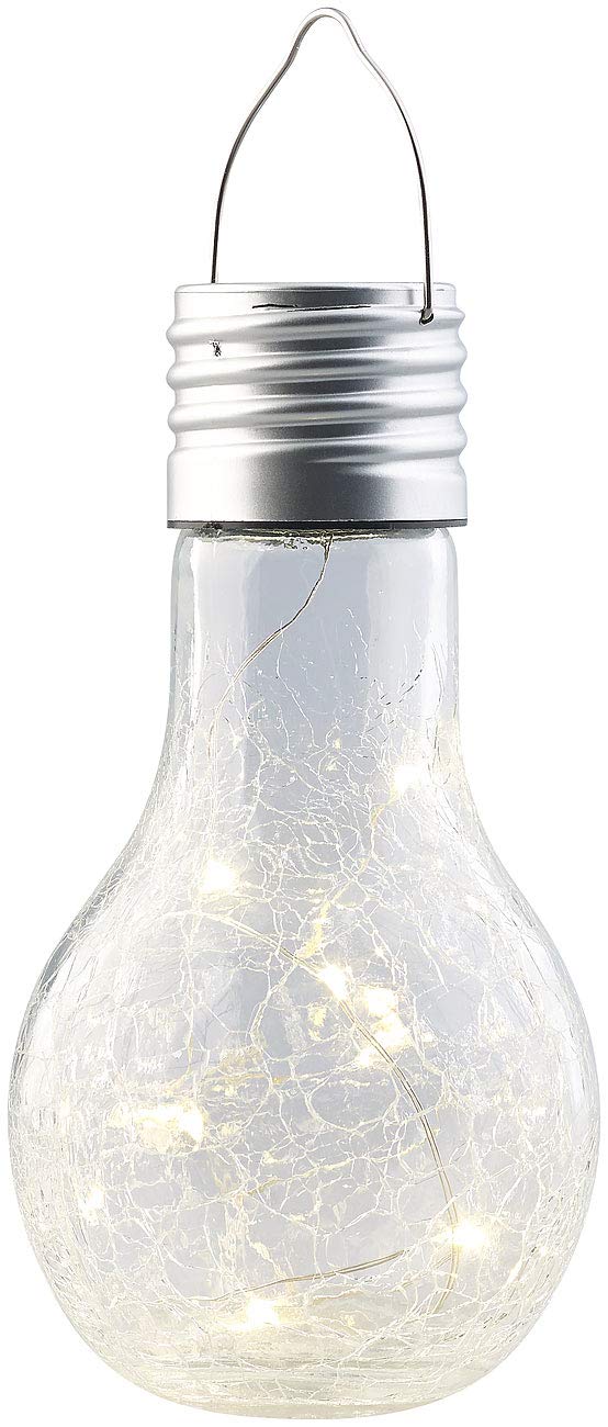 Lunartec Leuchtmittel Solar-Glühbirne Crackle 2er warmweiß