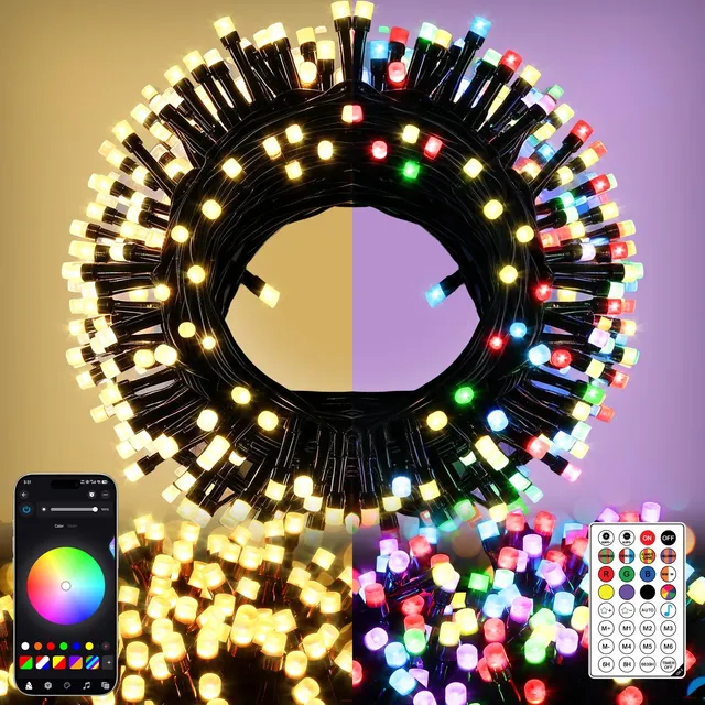 elktry Lichterkette 30m 300 LEDs bunt mit Fernbedienung