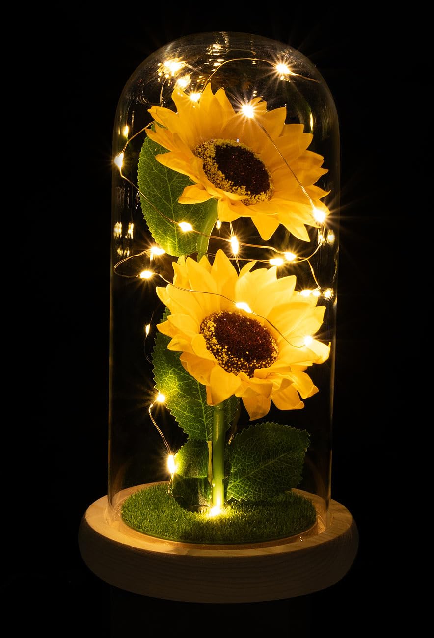 Lunartec Innenbeleuchtung Sonnenblumen Glas LED 21,5cm