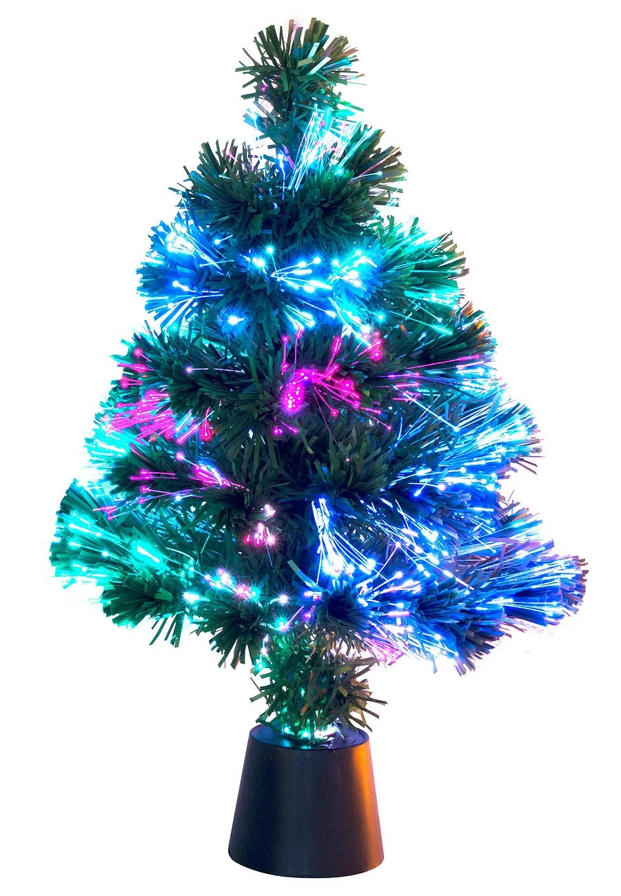 Lunartec Licht-Dekoration Glasfaser Weihnachtsbaum 45cm Batterie Farbwechsel