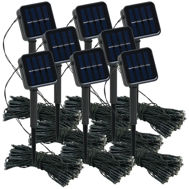 Lunartec Licht-Dekoration Solar-Lichterkette 8er-Set 12m warmweiß