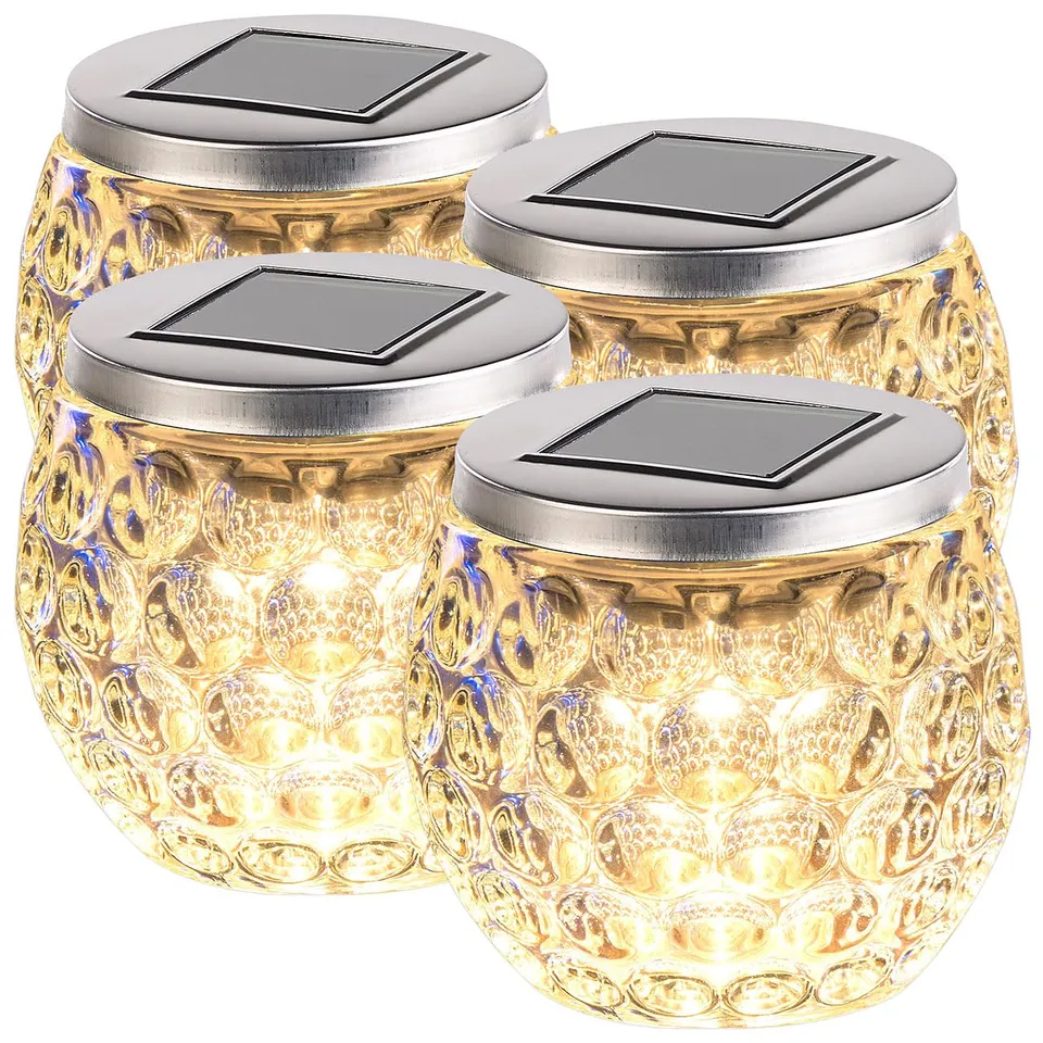 Lunartec Layna Solar-Windlicht Glas 4er-Set warmweiß