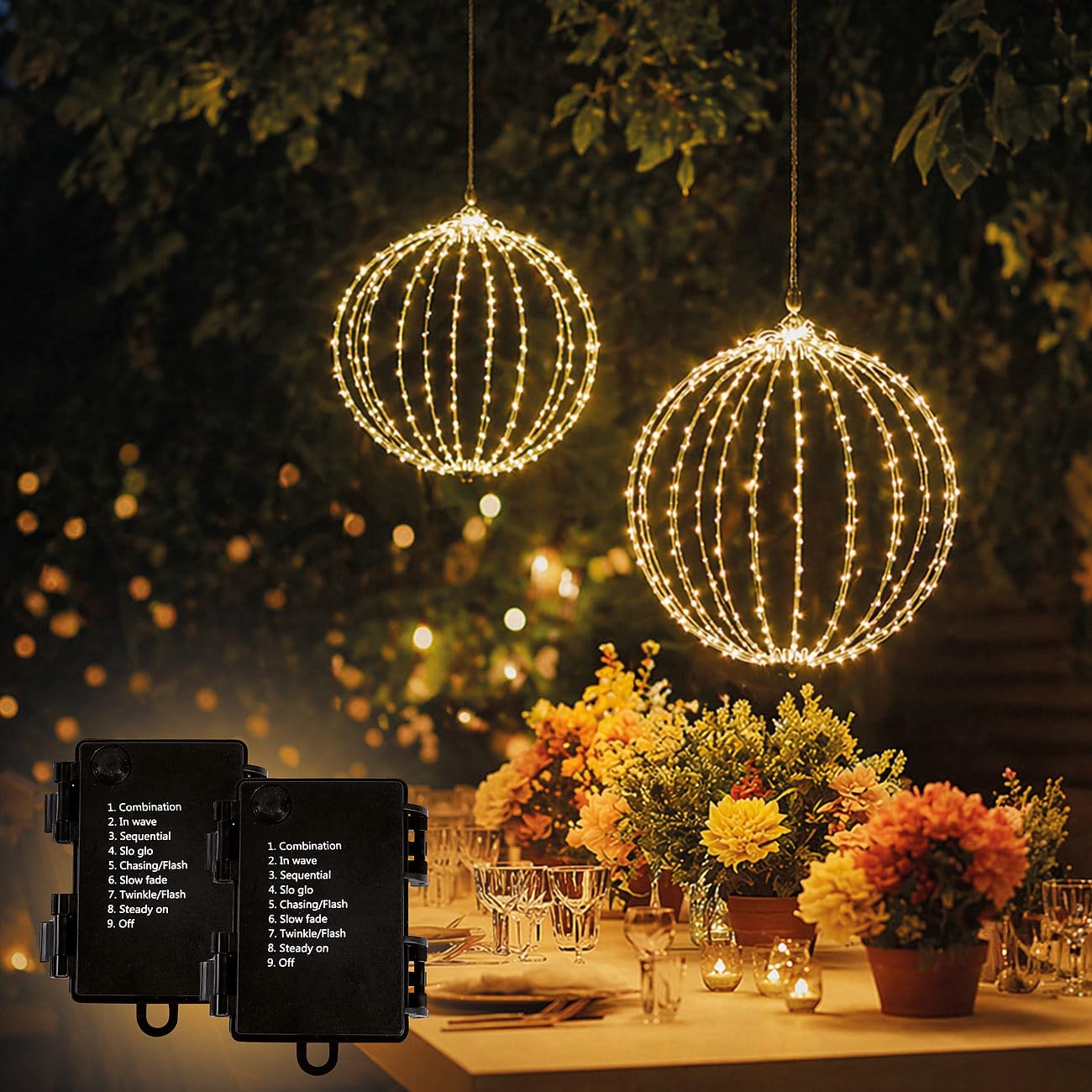 Lunartec Licht-Dekoration LED-Leuchtkugel 2er-Set mit Timer