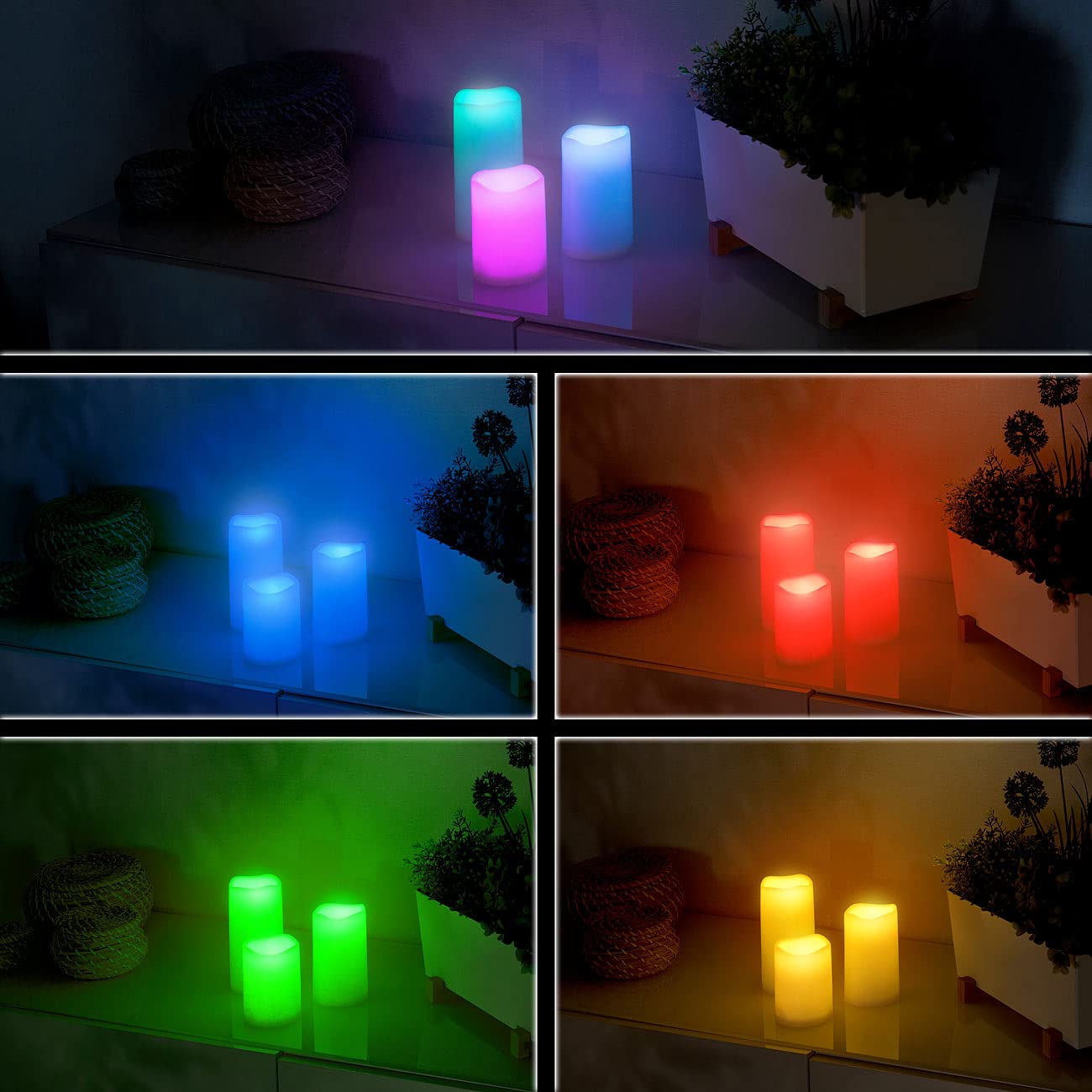 Lunartec Licht-Dekoration RGB LED-Kerzen 6er-Set bunt mit Timer
