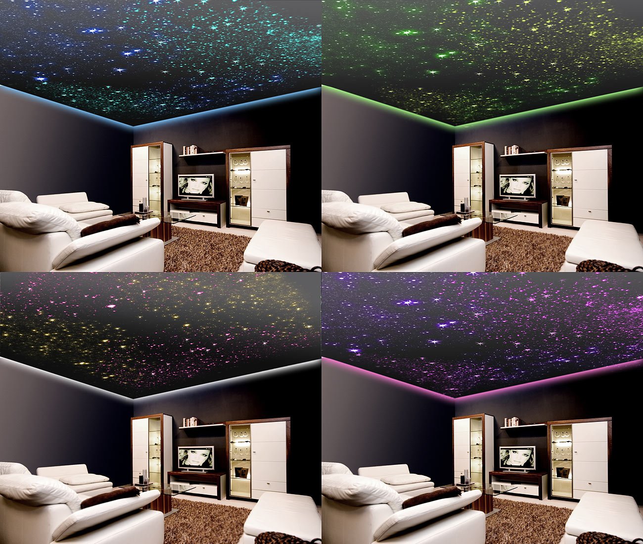 Lunartec Licht-Dekoration Glasfaser LED-Sternenhimmel RGB 100 Fasern