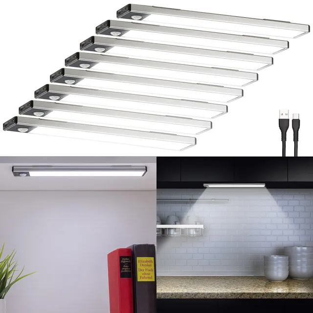 Lunartec Innenbeleuchtung 8er LED-Lichtleiste tageslichtweiß Akku