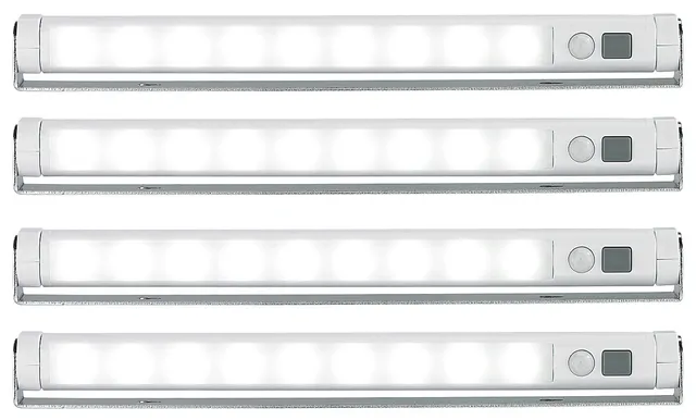 Lunartec Lichtleiste Batterie 4er-Set PIR tageslichtweiß