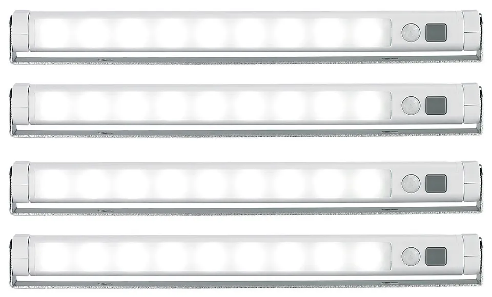 Lunartec Lichtleiste Batterie 4er-Set PIR tageslichtweiß