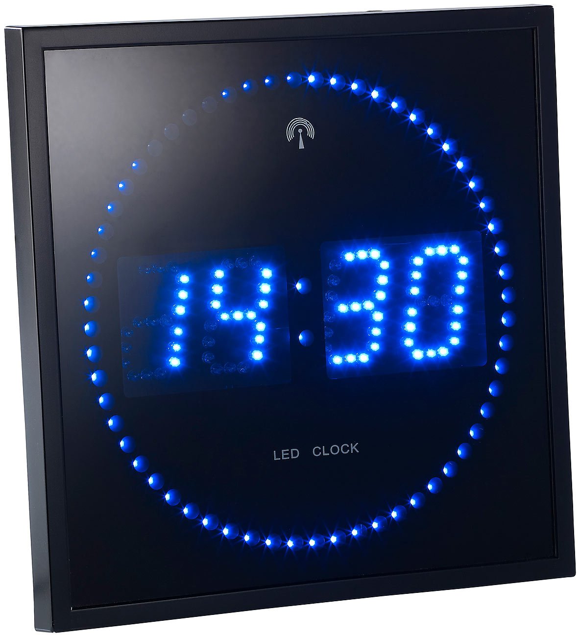 Lunartec LED-Uhren Funk-Wanduhr Blau 250 mm mit Netzteil