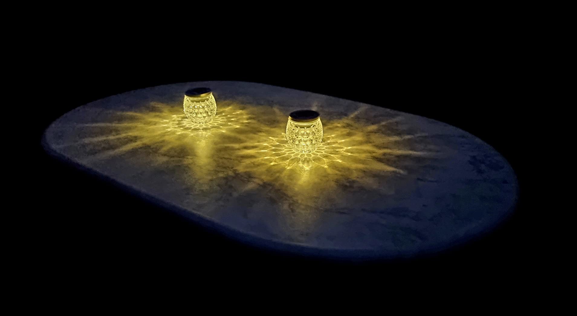 Lunartec Außenbeleuchtung Solar Tischlicht Glas warmweiß IP44