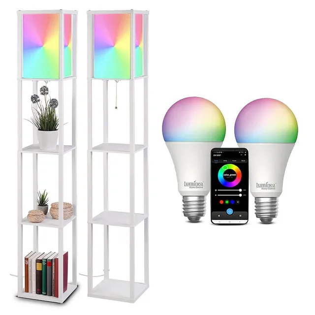 Lunartec Innenbeleuchtung Regal-Stehlampe WLAN-RGB weiß 2er-Set