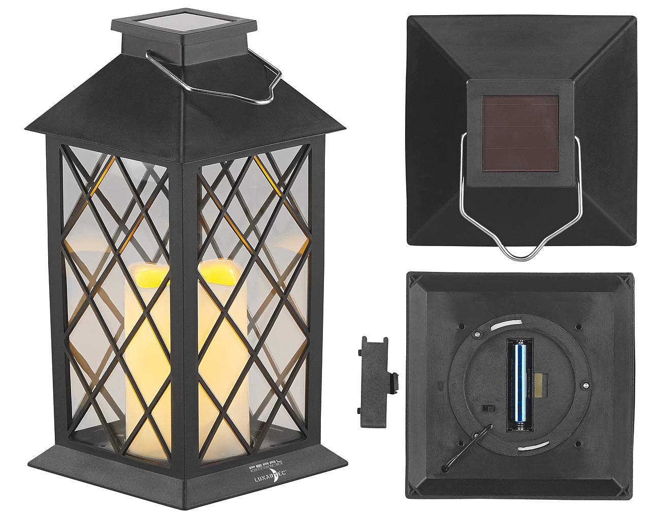 Lunartec Licht-Dekoration Solar-Laterne Flamme schwarz IP44