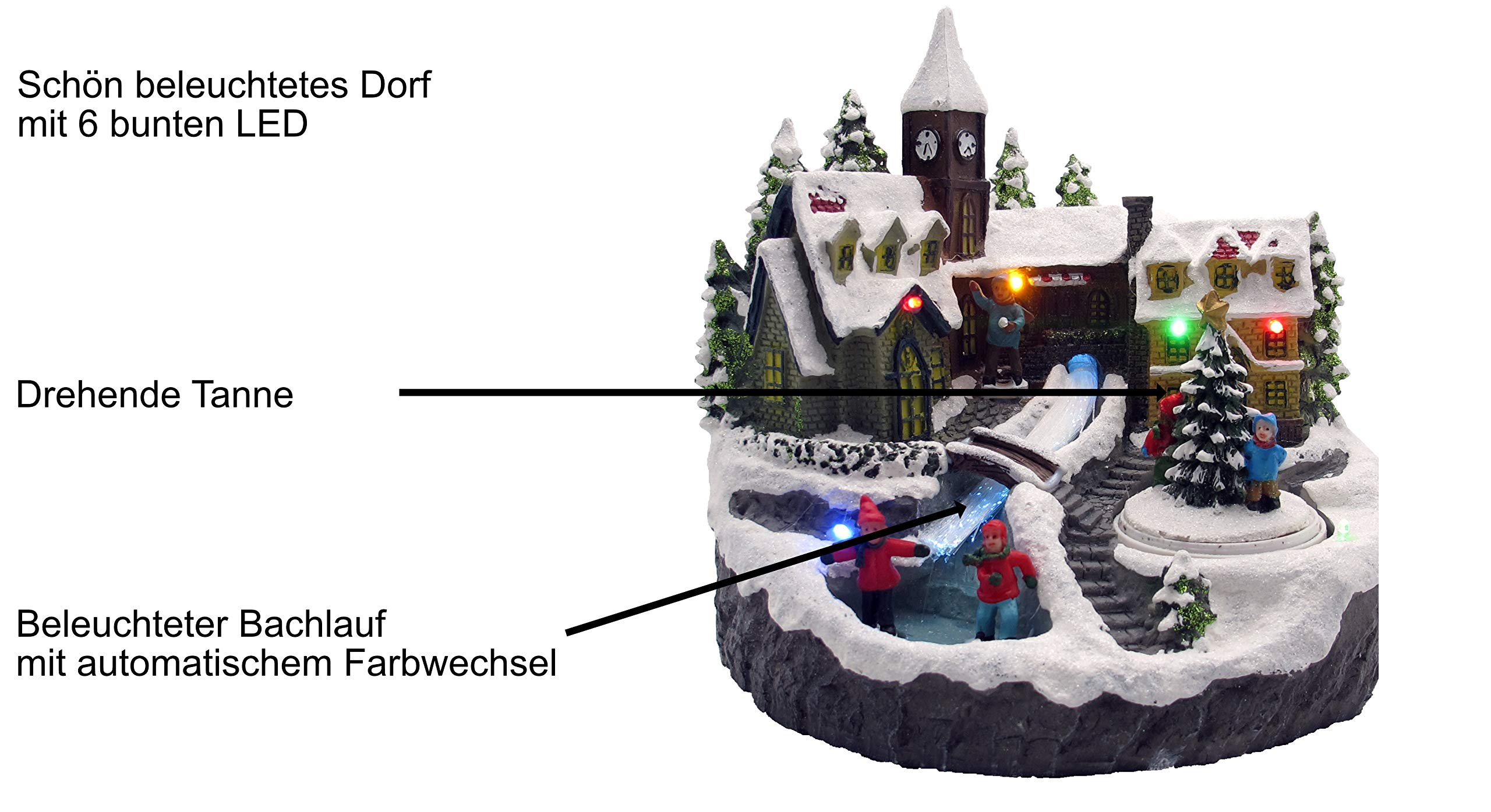 Bonetti LED Lichterketten Winterdorf Tanne Farbwechsel Polyresin