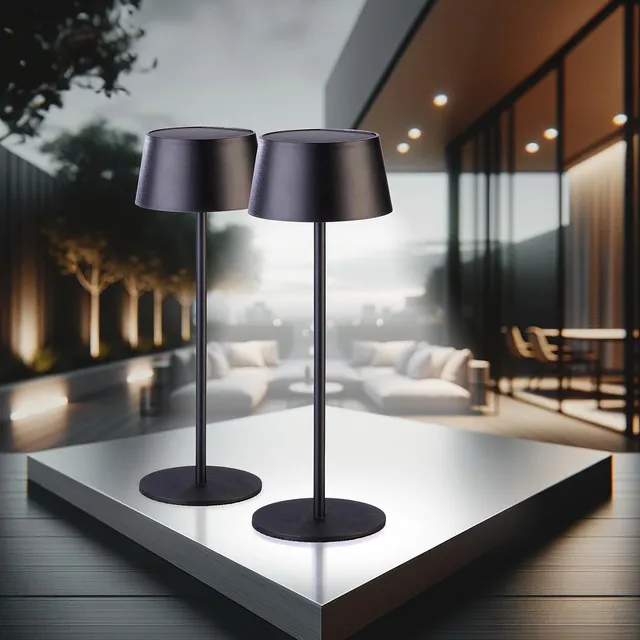 Lunartec Außenbeleuchtung 2er Solar-Tischlampe warmweiß dimmbar