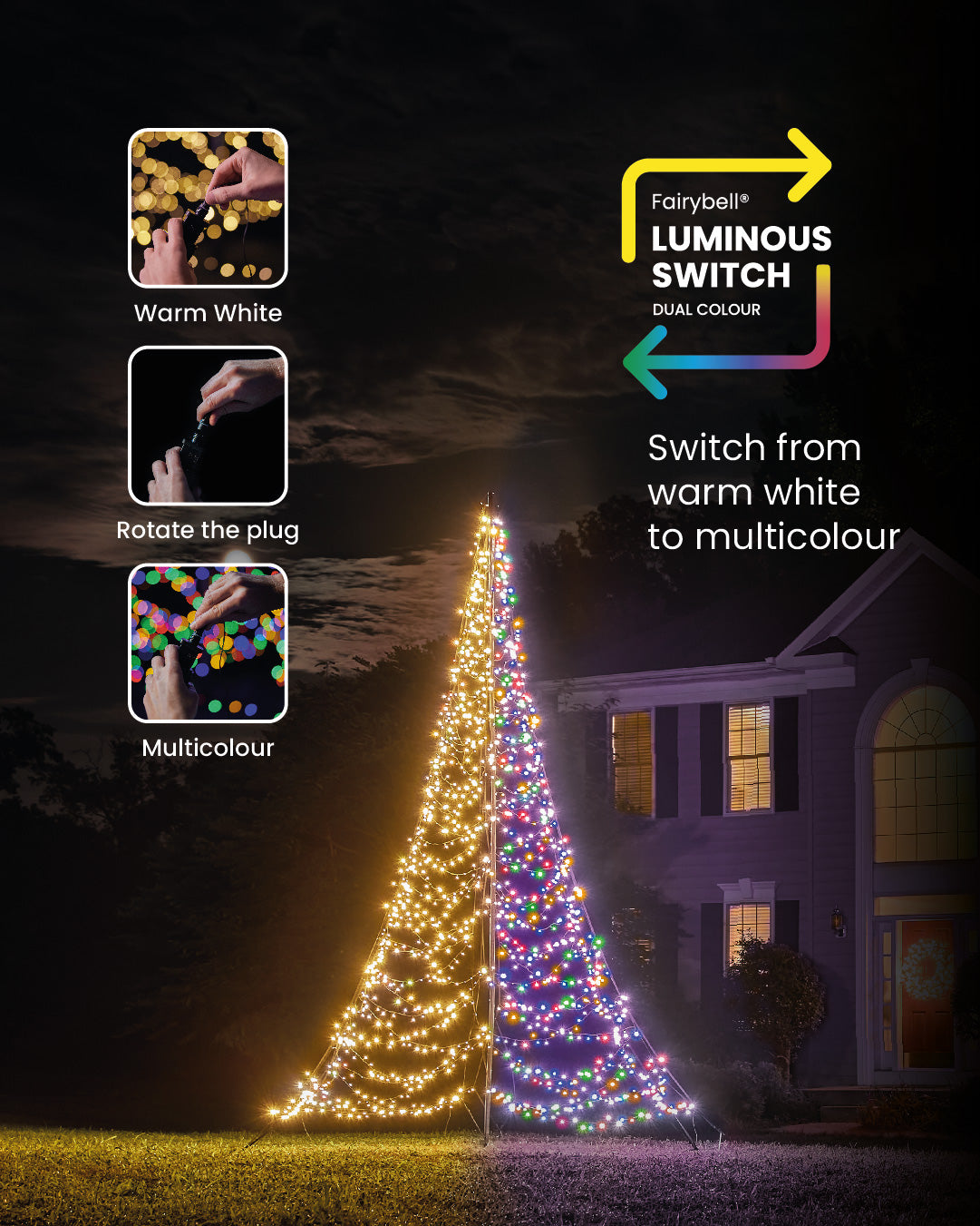 Fairybell Premium 4m Weihnachtsbaum 1500 LED mit Mast bunt