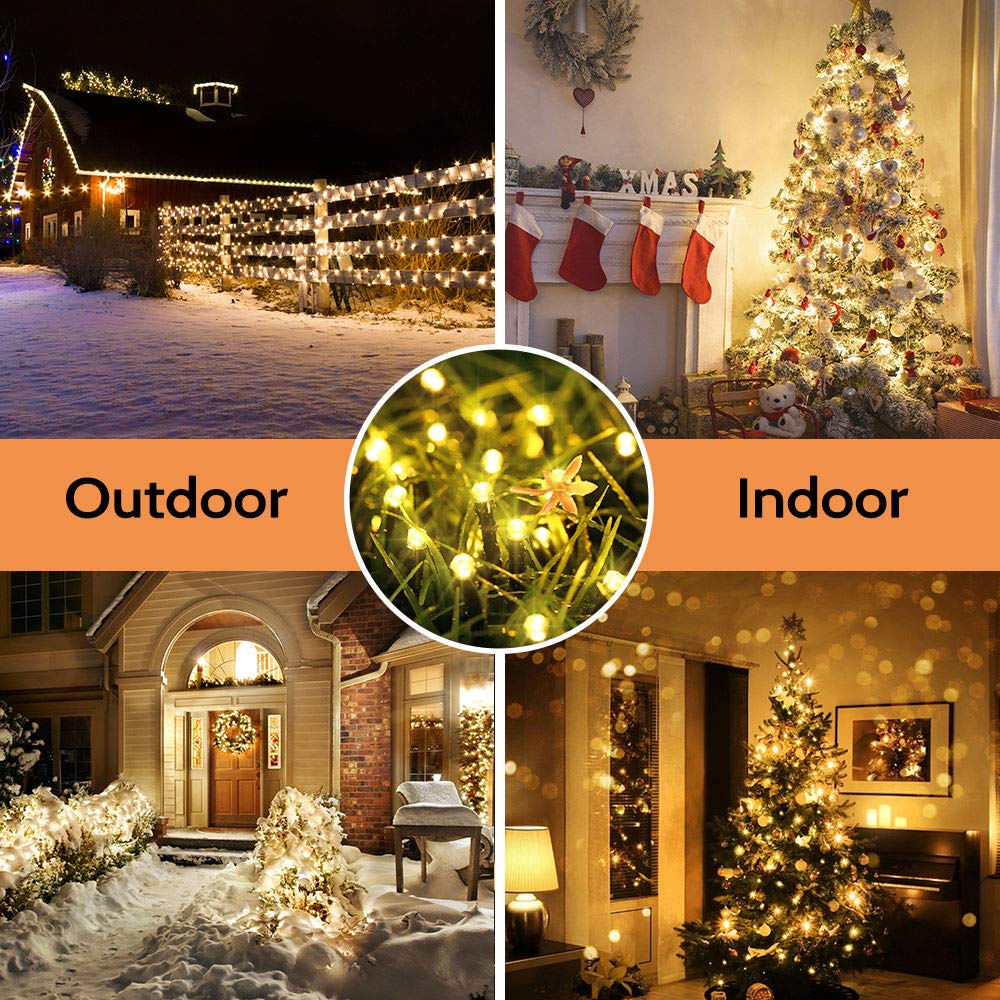 Qedertek Lighting Lichterkette 20m 200 LED warmweiß Batterie