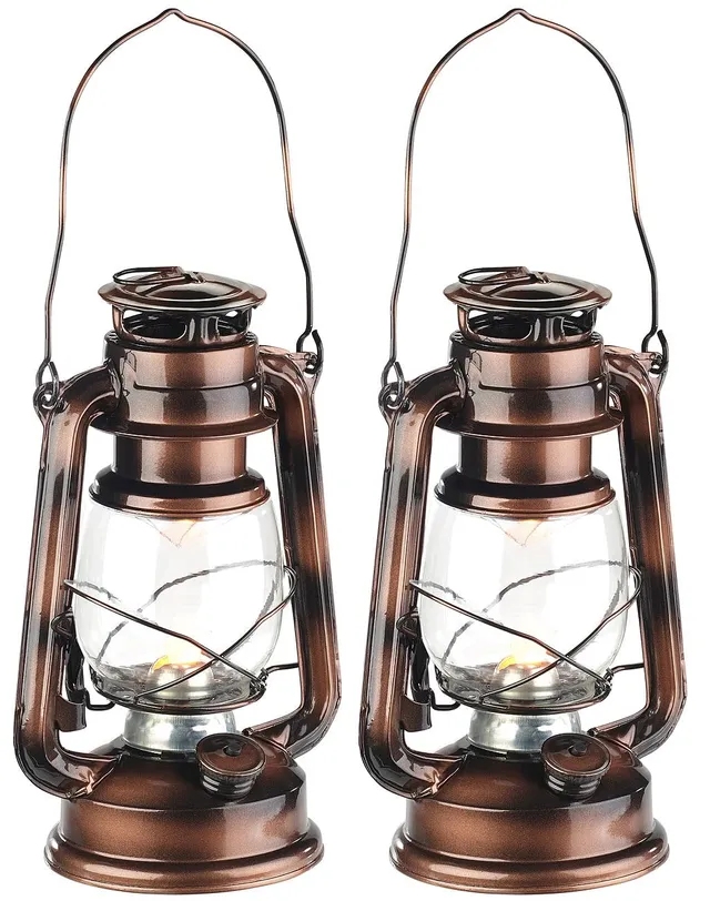 Lunartec Licht-Dekoration Sturmlaterne LED Bronze 2er-Set