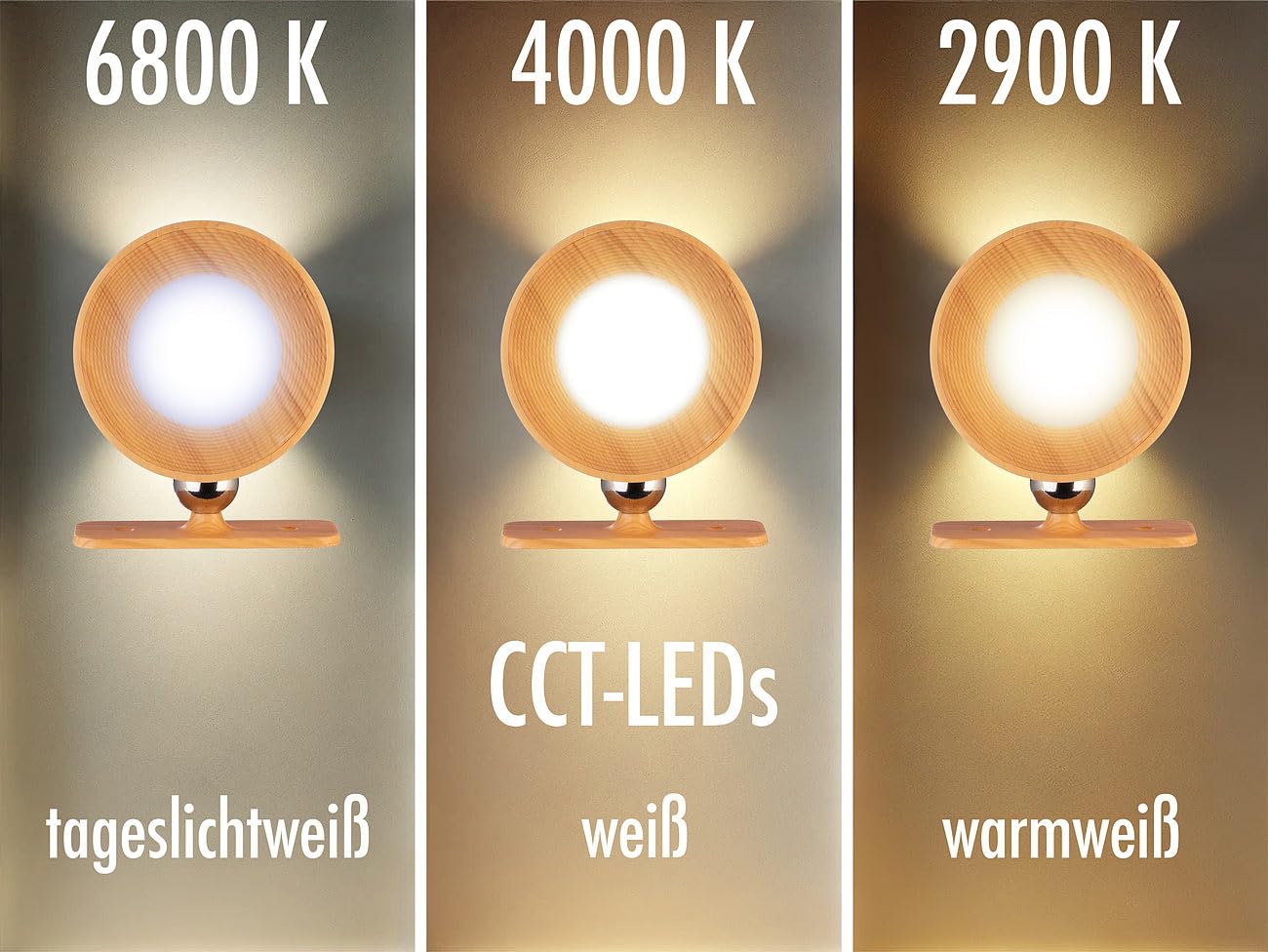 Lunartec Innenbeleuchtung LED-Wandlampe 4er-Set Pinie dimmbar