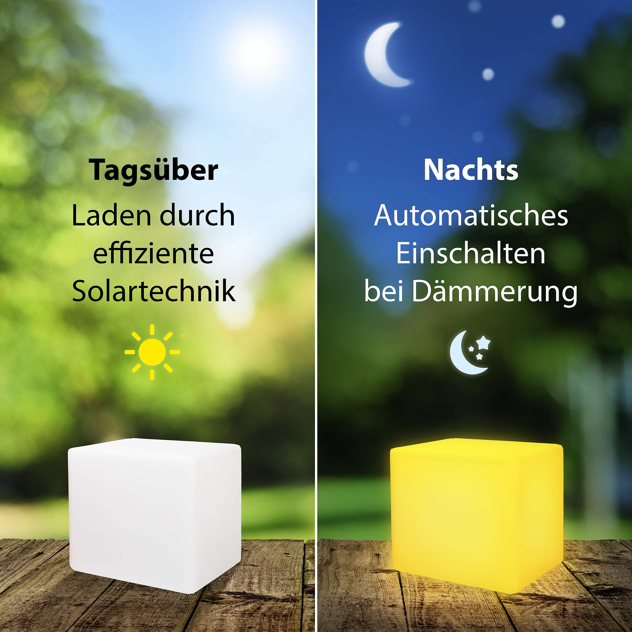 Bonetti Solar Lights Würfel Solarleuchte 30x30 cm RGB
