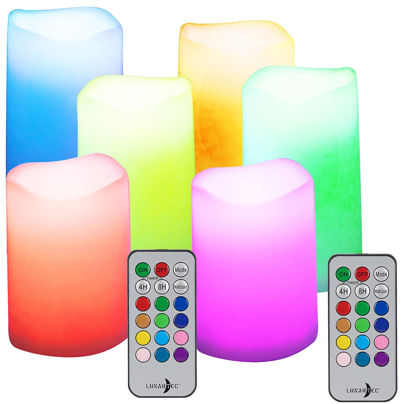 Lunartec Licht-Dekoration RGB LED-Kerzen 6er-Set bunt mit Timer