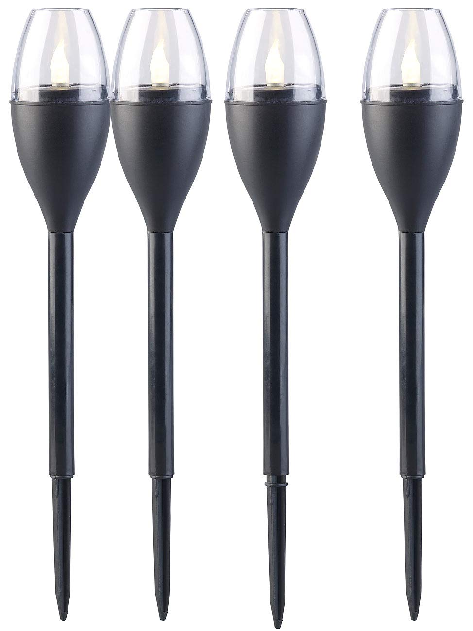 Lunartec Außenbeleuchtung Solarfackeln 4er-Set LED Flammen-Optik