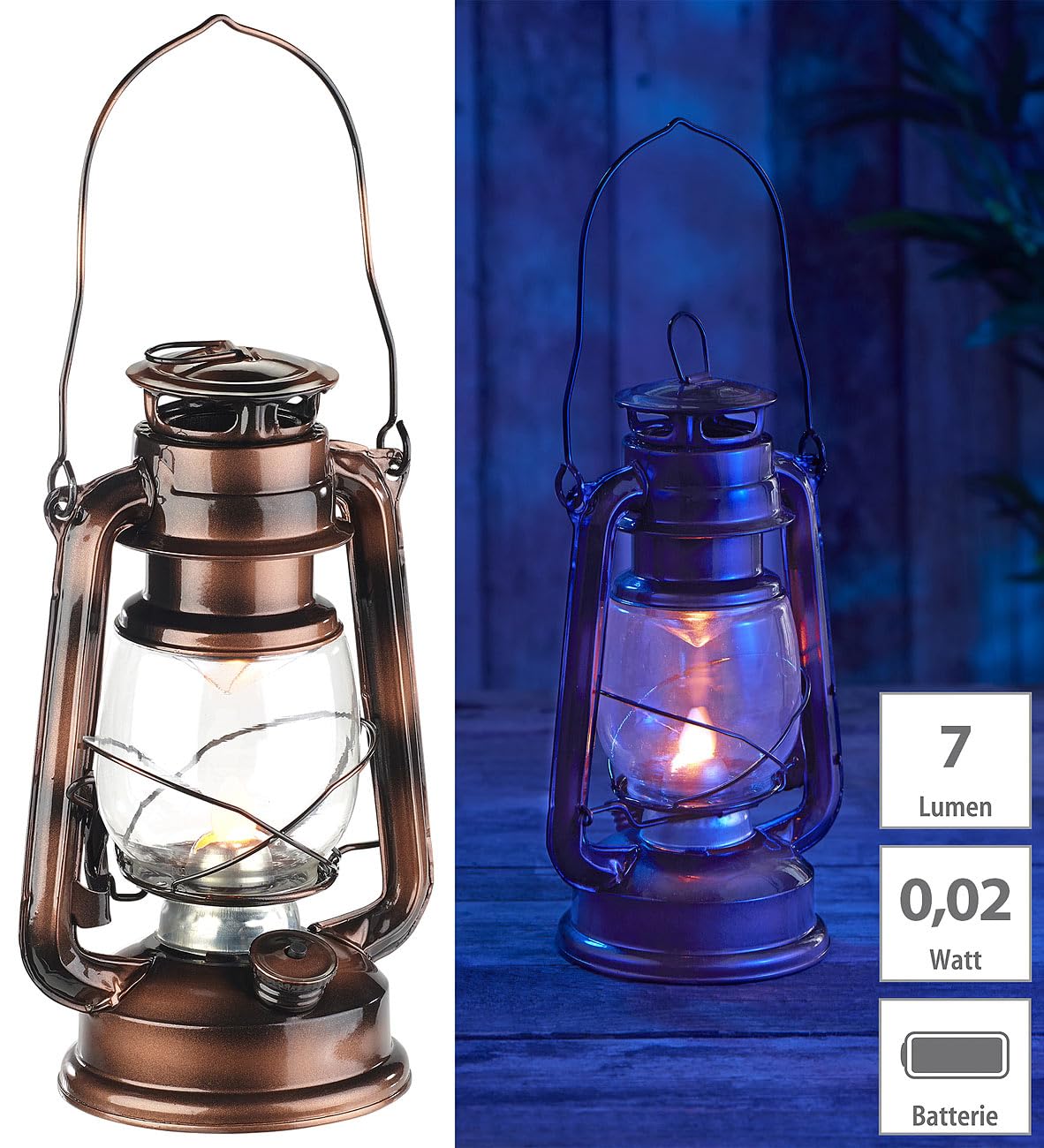 Lunartec Licht-Dekoration Sturmleuchte LED bronze Batterie