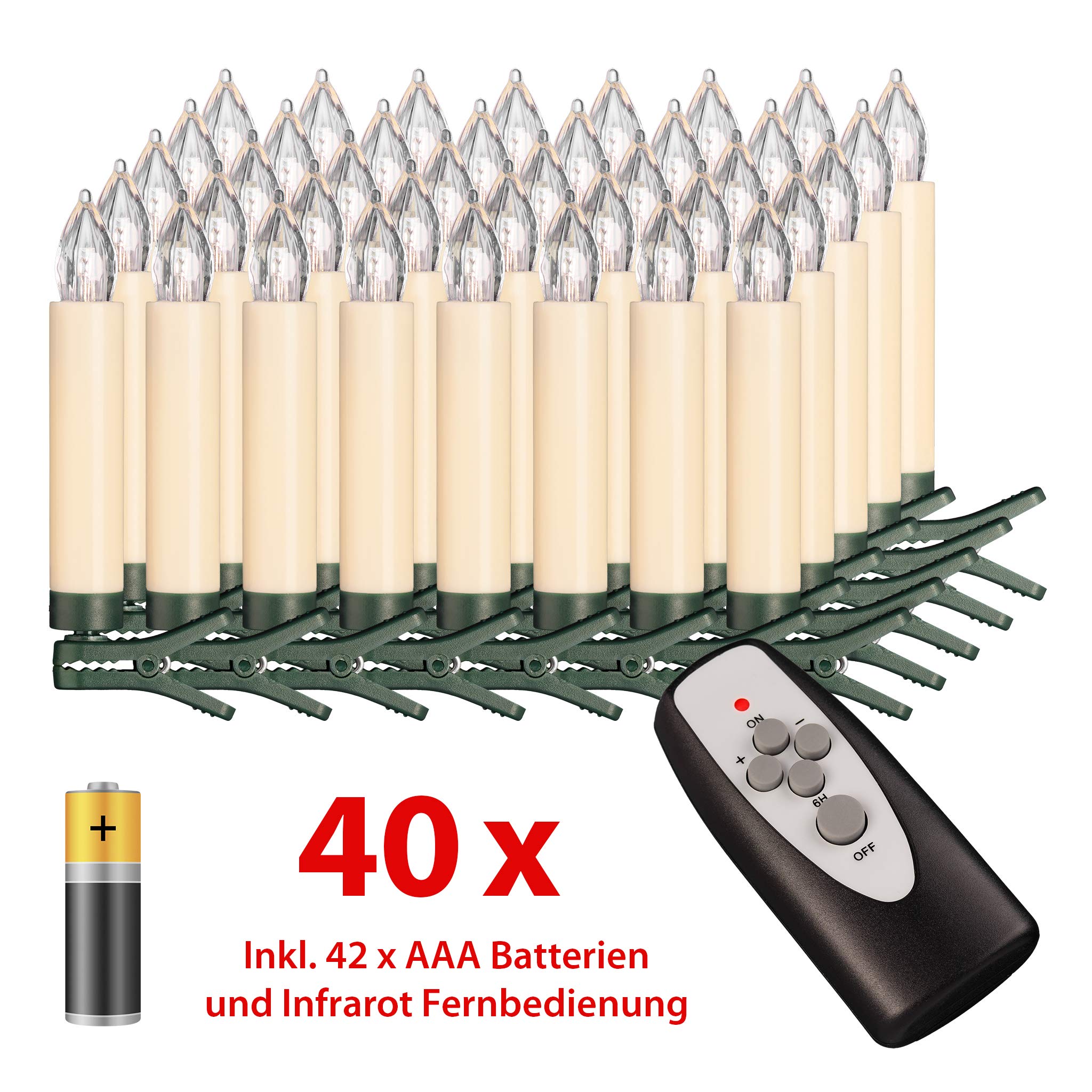 Bonetti Wireless Christmas Candles LED Baumkerzen 40er Set Farbwechsel