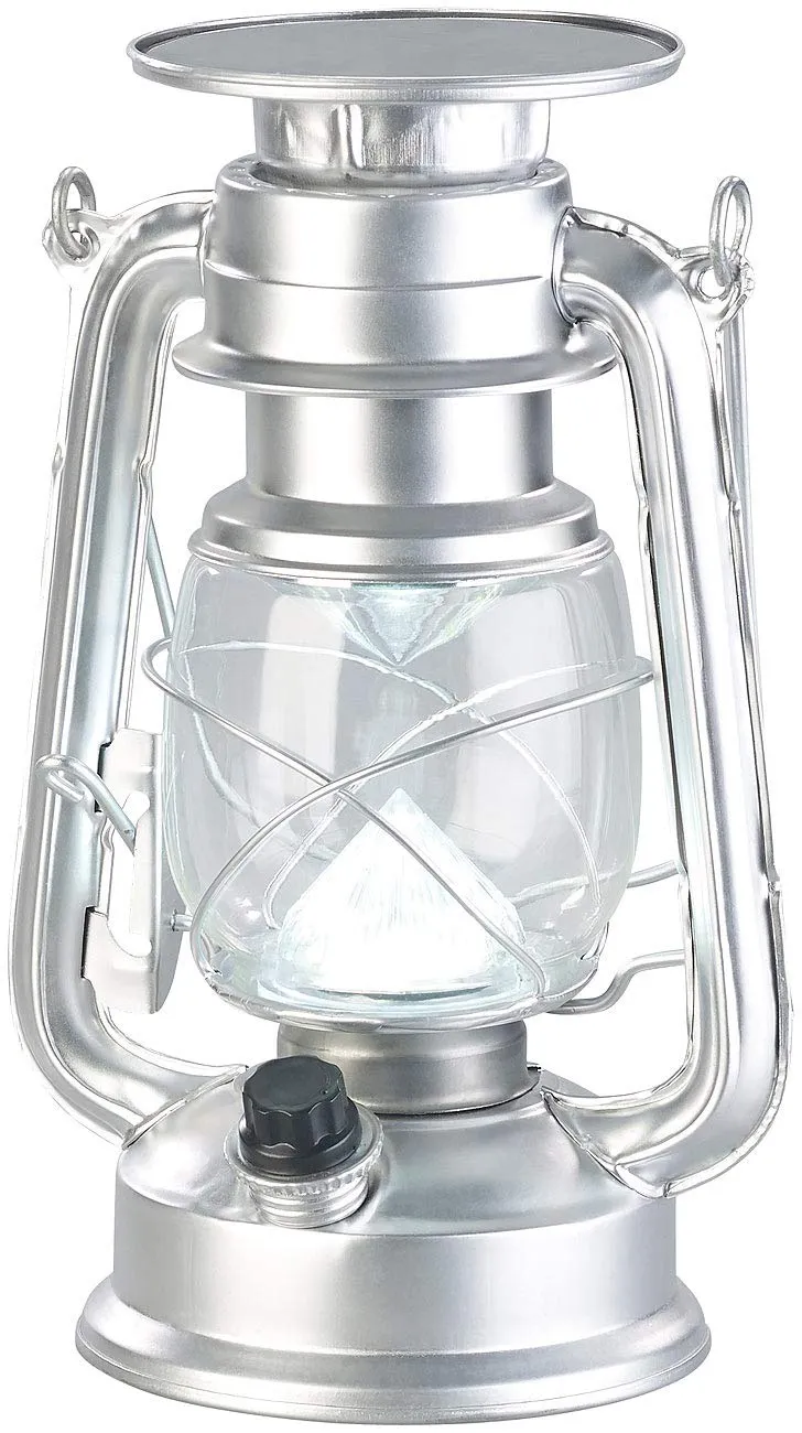 Lunartec Außenbeleuchtung Solar-LED-Sturmlampe 200 lm silber dimmbar