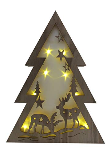 Bonetti Tanne LED Dekoleuchte Holz 10 LEDs warmweiß 3D
