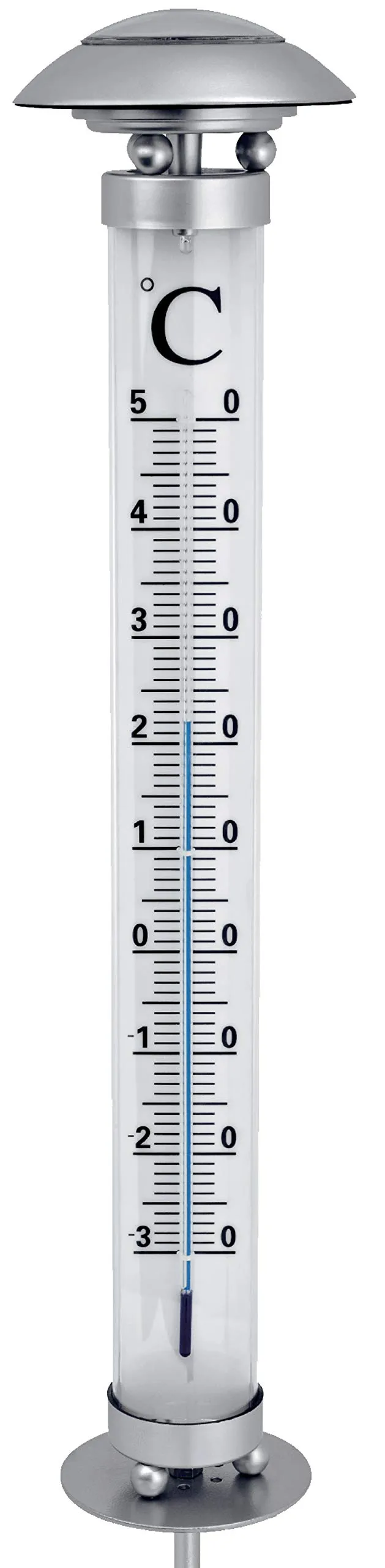 Bonetti Solar Lights Gartenthermometer 112cm kaltweiß mit Erdspieß