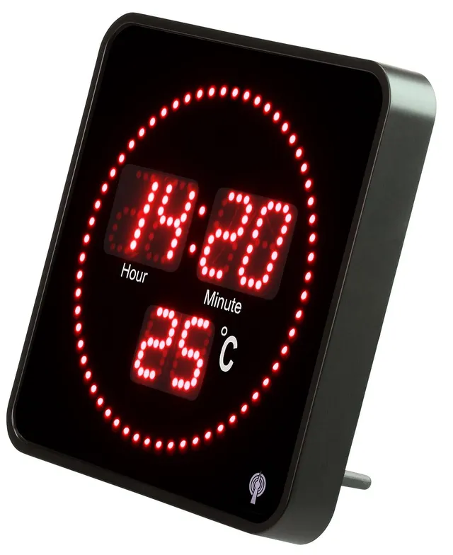 Lunartec LED-Uhren Funk-Tisch- und Wanduhr Temperatur rote LEDs 20 cm
