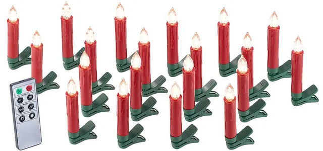 Lunartec Licht-Dekoration 20er LED-Weihnachtsbaumkerzen rot mit Fernbedienung