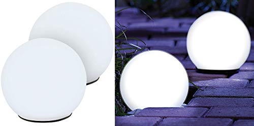 Lunartec Licht-Dekoration Solarkugel Glas 9 cm 2er-Set weiß