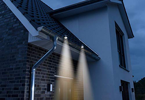 Bonetti Solar Lights Dachrinnenleuchte 3er-Set Edelstahl