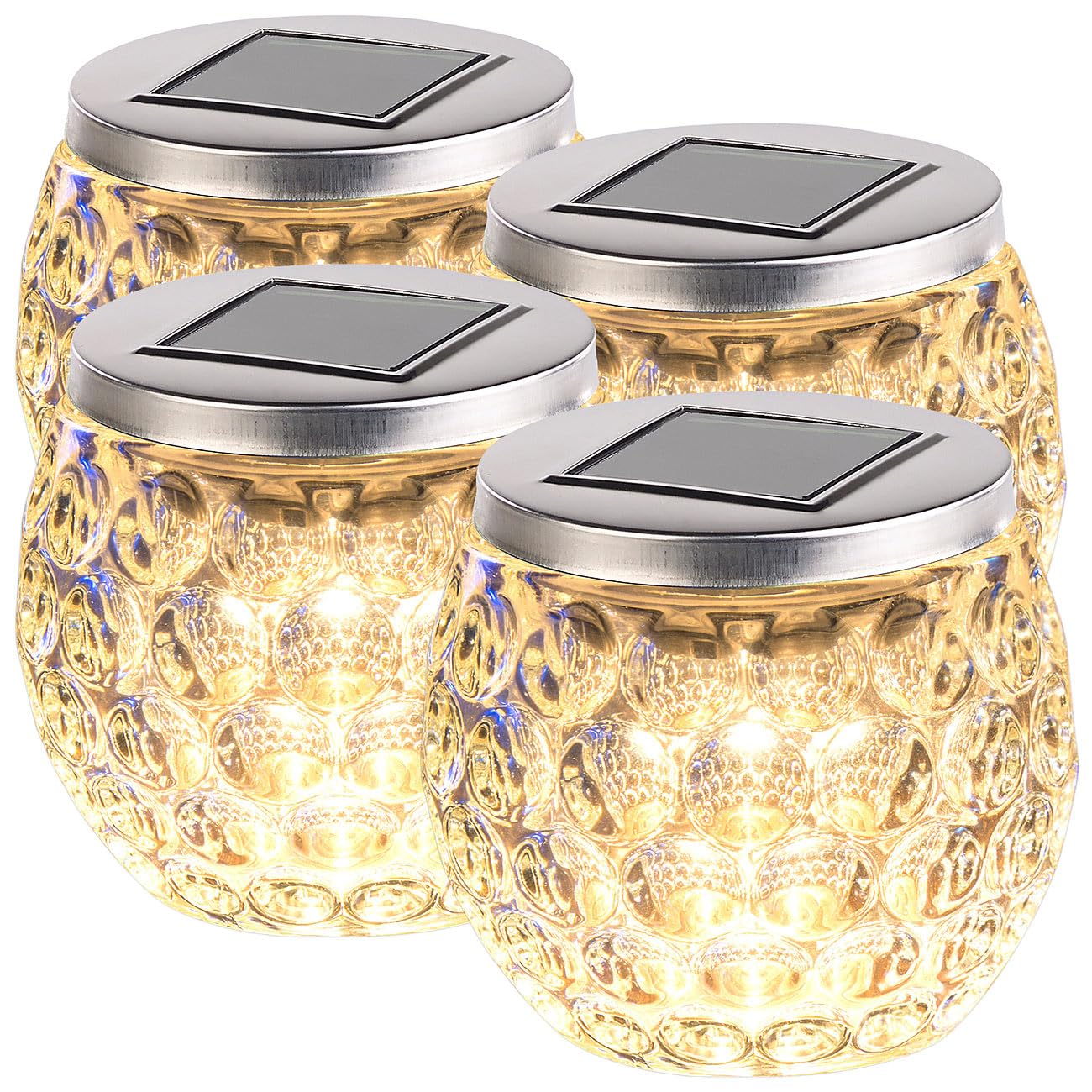 Lunartec Layna Solar-Windlicht Glas 4er-Set warmweiß