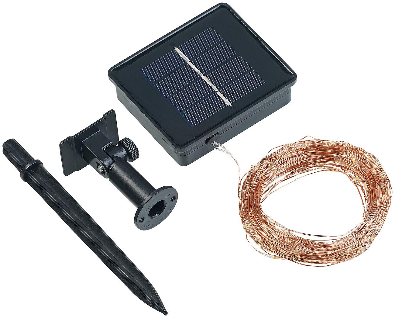 Lunartec Licht-Dekoration Solar-Lichterkette Kupfer 20m 200 LED 2er