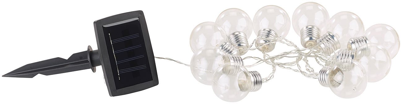 Lunartec Licht-Dekoration Solar-Lichterkette 10 Birnen warmweiß