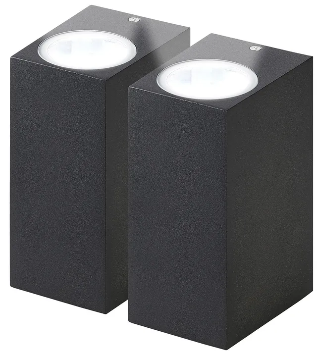 Lunartec Leuchtmittel Up-Down-Wandleuchte eckig GU10 schwarz 2er