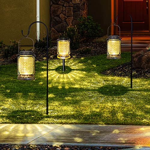 Bxroiu Solar Laterne Glas warmweiß 2er-Set mit Erdspieß