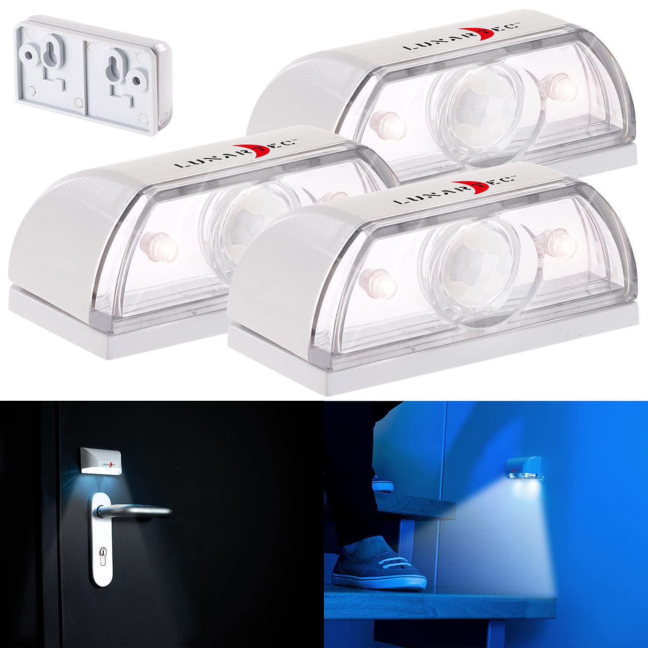 Lunartec Innenbeleuchtung Mini-Treppenleuchte PIR 3er-Set