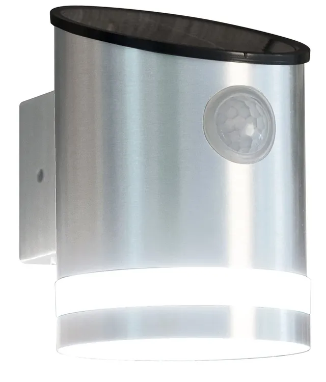 Lunartec Außenbeleuchtung Solar-Wandleuchte Edelstahl 50lm IP44