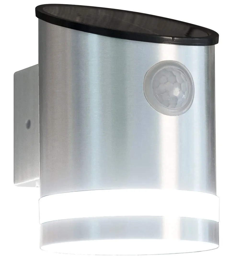 Lunartec Außenbeleuchtung Solar-Wandleuchte Edelstahl 50lm IP44