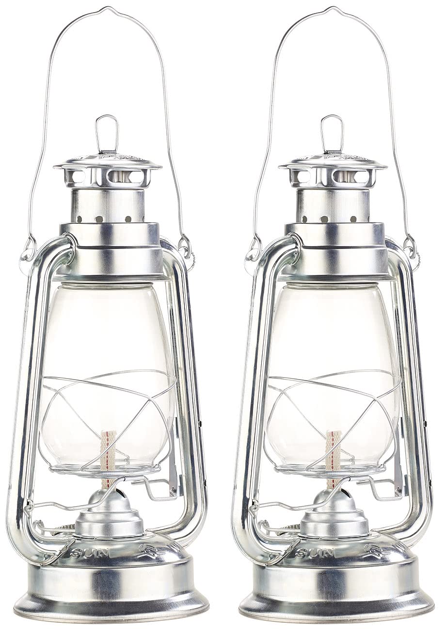 Lunartec Taschenlampen Petroleum-Sturmlaterne verzinkt 30 cm 2er-Set