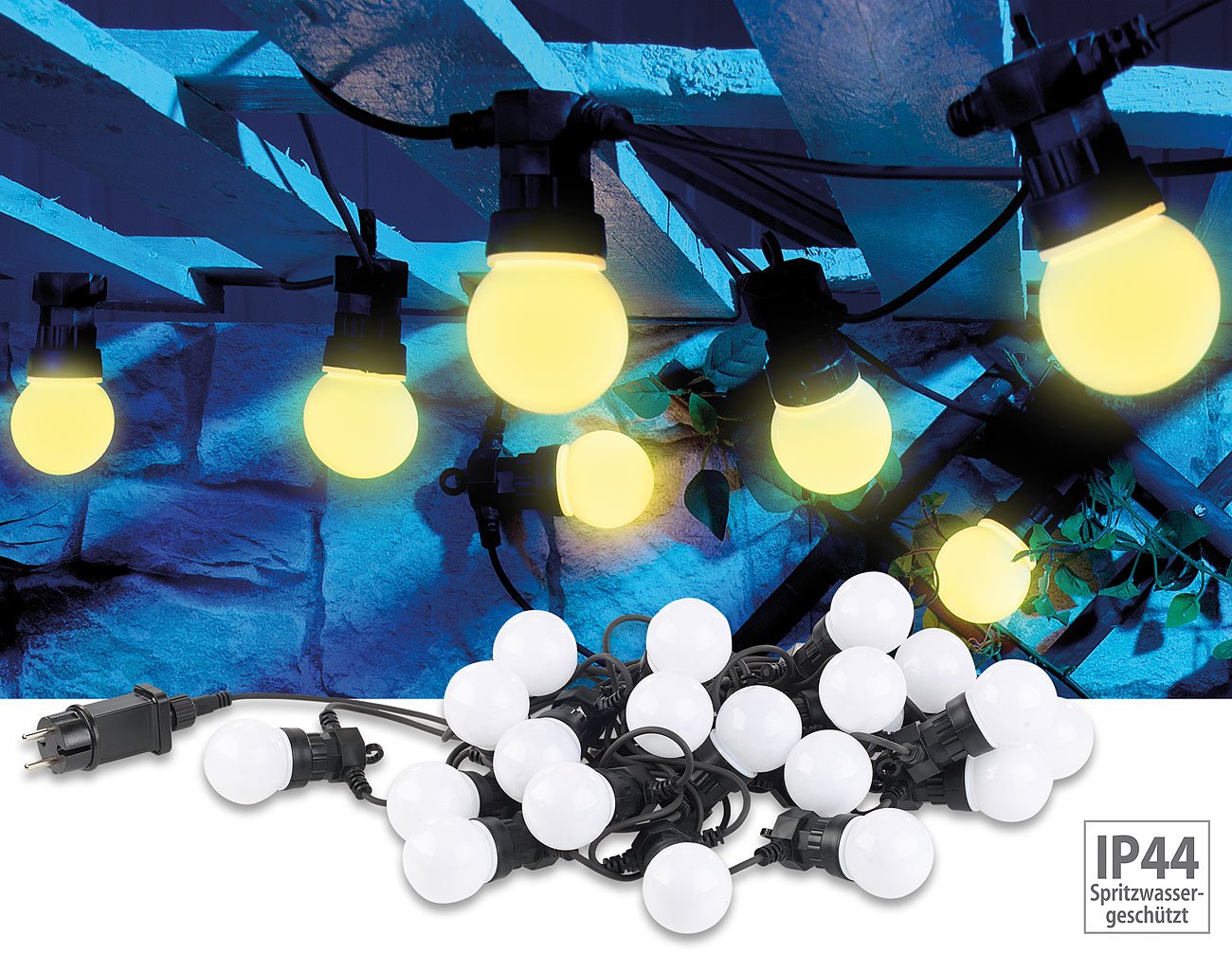 Lunartec Licht-Dekoration Party-LED-Lichterkette 20 LEDs 9,5m