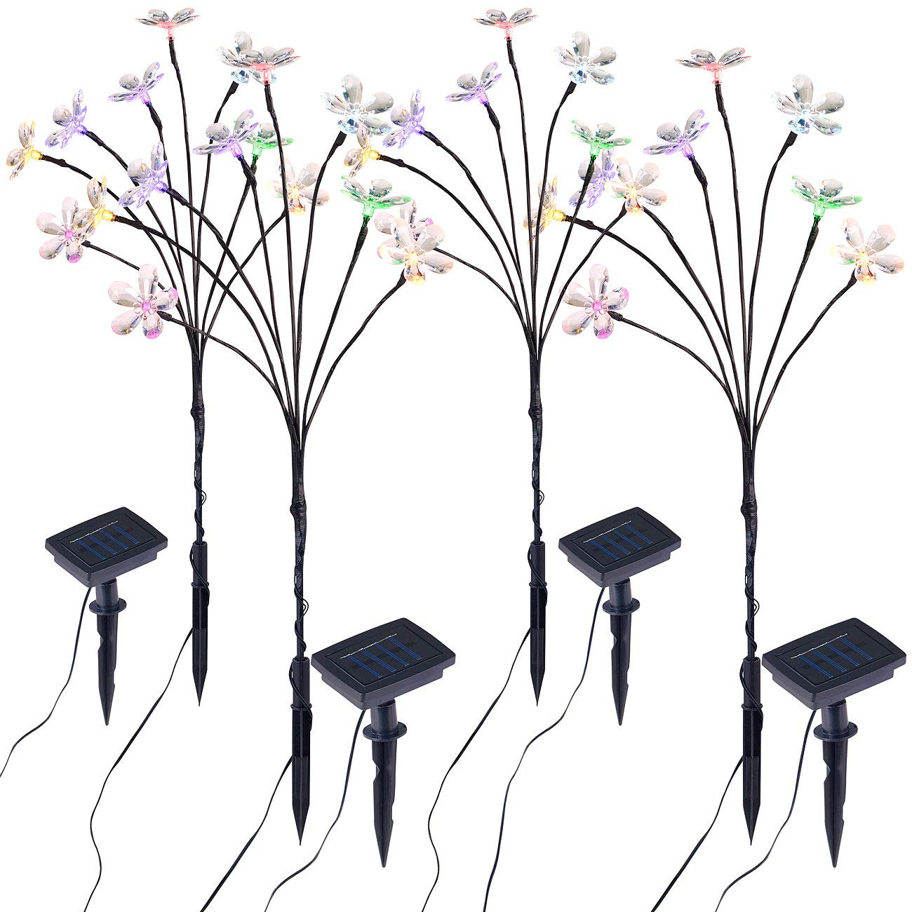 Lunartec Außenbeleuchtung Solar-Blumen 50 cm 4er-Set bunt