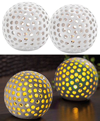 Lunartec LED-Kugellampen 2er-Set Keramik warmweiß batteriebetrieben