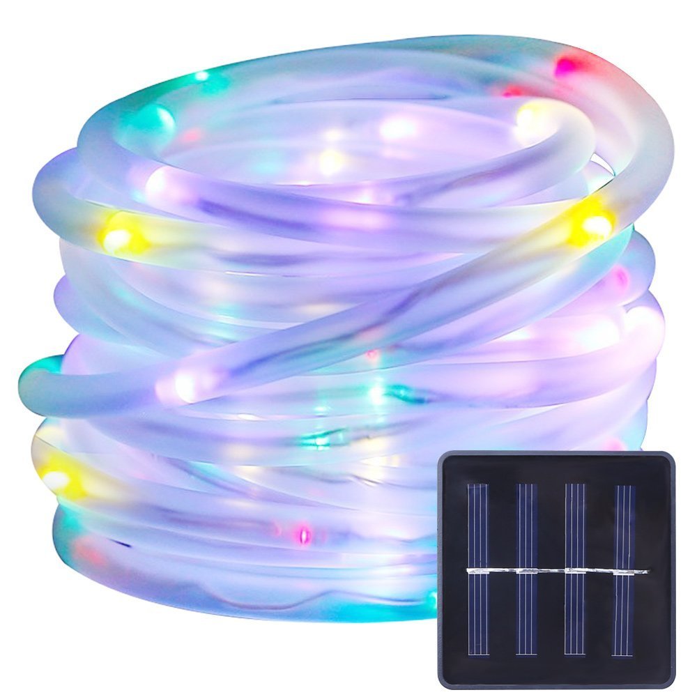 Bxroiu Lichtschlauch 10 m 100 LED Schlauch Weiß solar