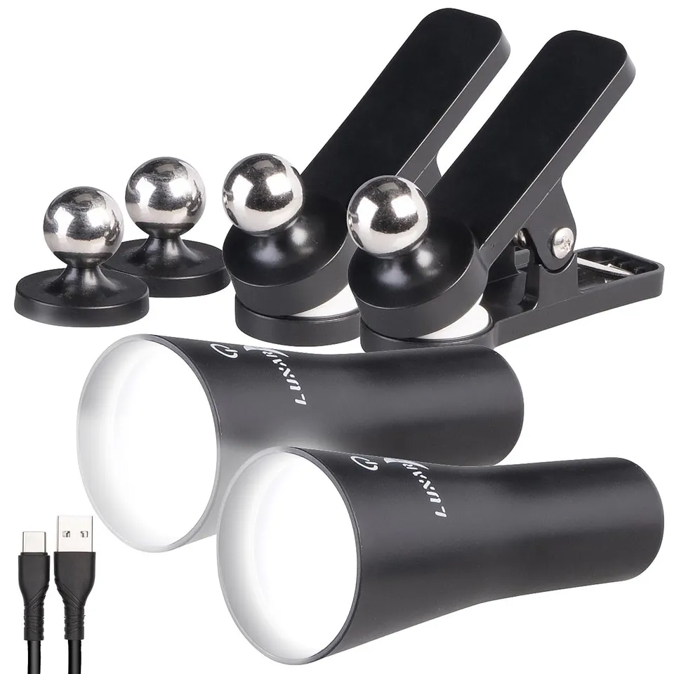 Lunartec Taschenlampen 3in1 Akku-Leuchte schwarz 2er-Set