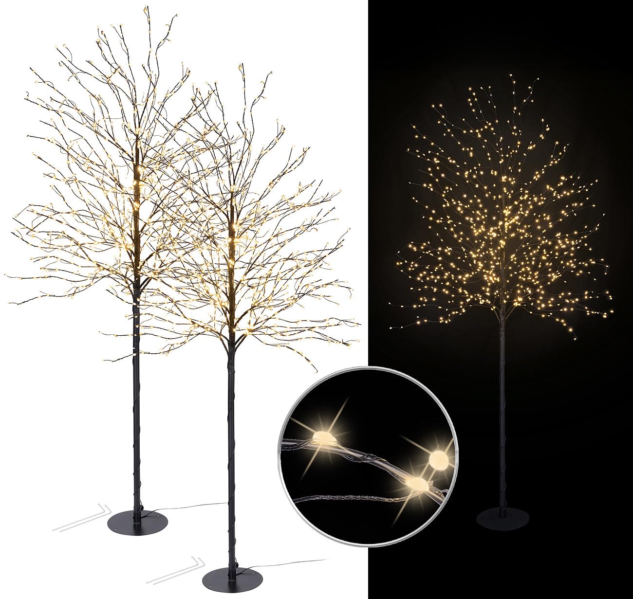 Lunartec Licht-Dekoration LED-Lichterbaum 150cm 2er-Set warmweiß IP44