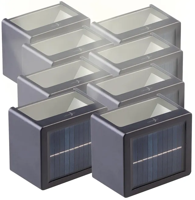 Lunartec Außenbeleuchtung Solar-Wandleuchte 8er-Set warmweiß IP65